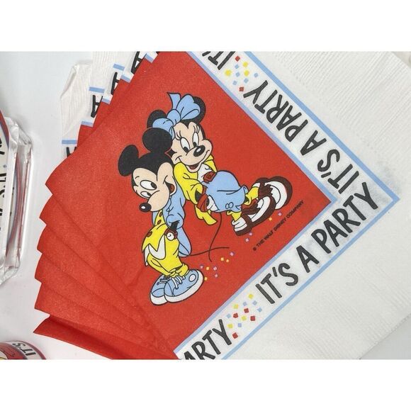 Vintage Disney Mickey Mouse Friends Its A Party 8 Cups 6 Napkins 16 Plates - Picture 4 of 6